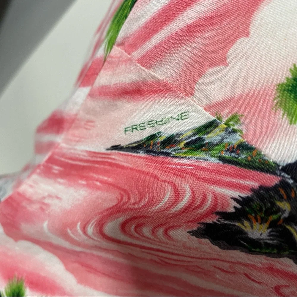 Y2K pink & green tropical print shift dress S/M - Picture 6 of 10
